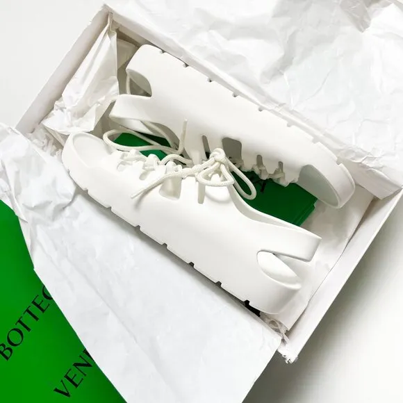 Bottega Veneta Lace Up Jelly Sandals Chalk White Size EU 37 US 7 NEW IN BOX