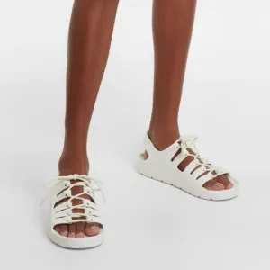 Bottega Veneta Lace Up Jelly Sandals Chalk White Size EU 37 US 7 NEW IN BOX