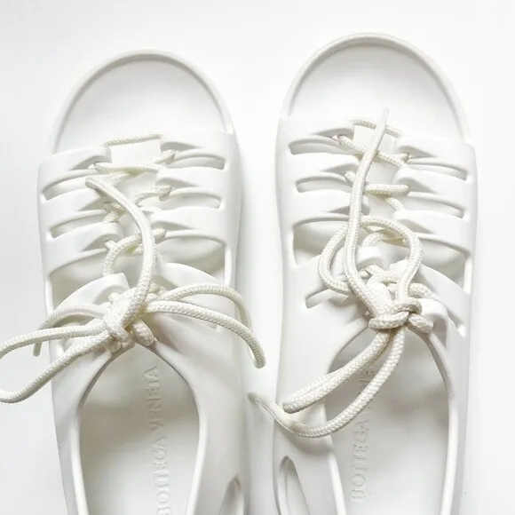 Bottega Veneta Lace Up Jelly Sandals Chalk White Size EU 37 US 7 NEW IN BOX