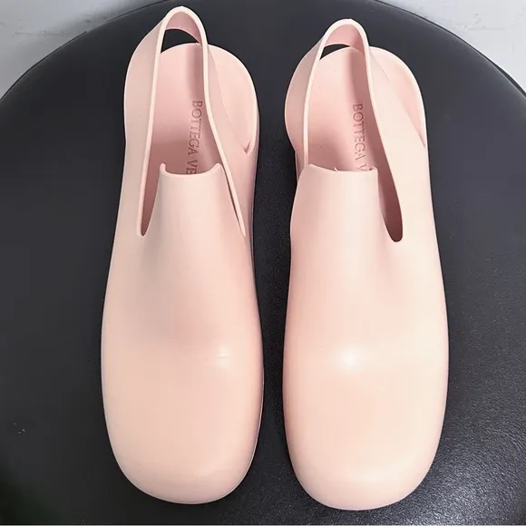 Bottega Veneta Peachy Pink Rubber Puddle Slingback Mule Sandals 41 *No Box*