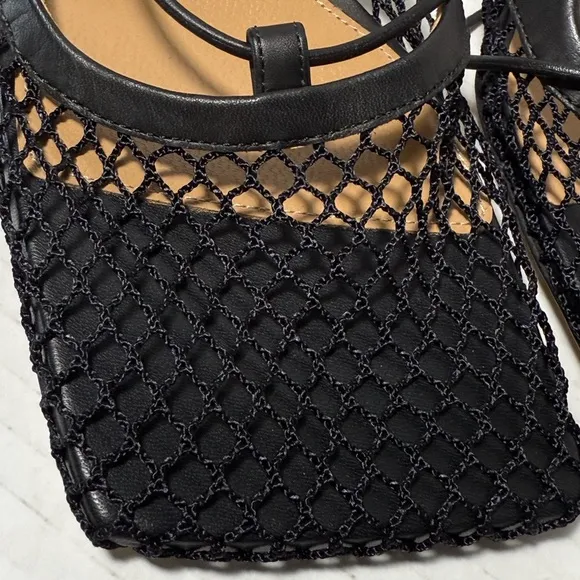 Bottega Veneta Stretch Lace-Up Mesh &amp; Lambskin Leather Sandal Size: 35 1/2 (5.5)