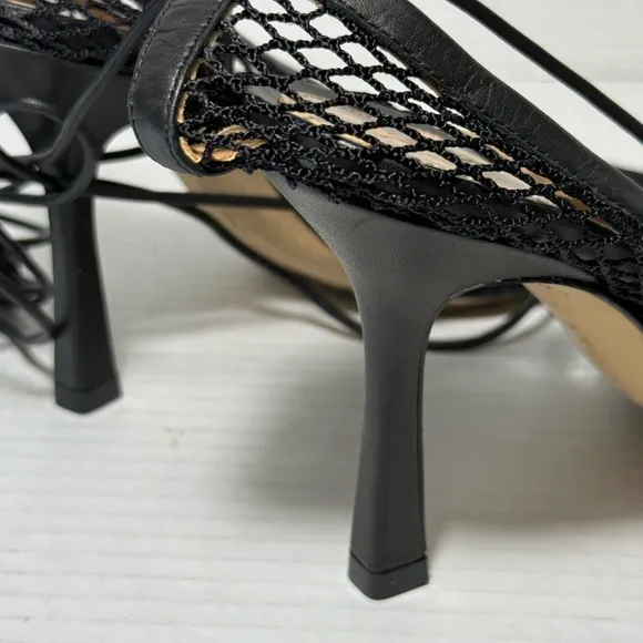 Bottega Veneta Stretch Lace-Up Mesh &amp; Lambskin Leather Sandal Size: 35 1/2 (5.5)
