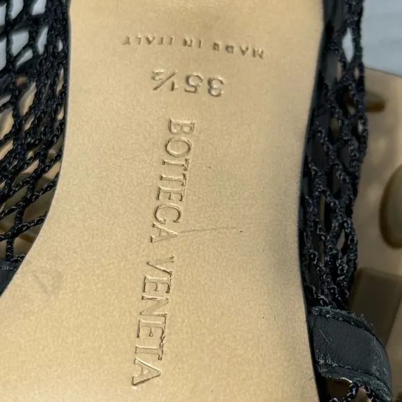 Bottega Veneta Stretch Lace-Up Mesh &amp; Lambskin Leather Sandal Size: 35 1/2 (5.5)