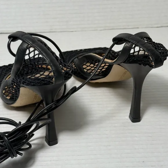 Bottega Veneta Stretch Lace-Up Mesh &amp; Lambskin Leather Sandal Size: 35 1/2 (5.5)