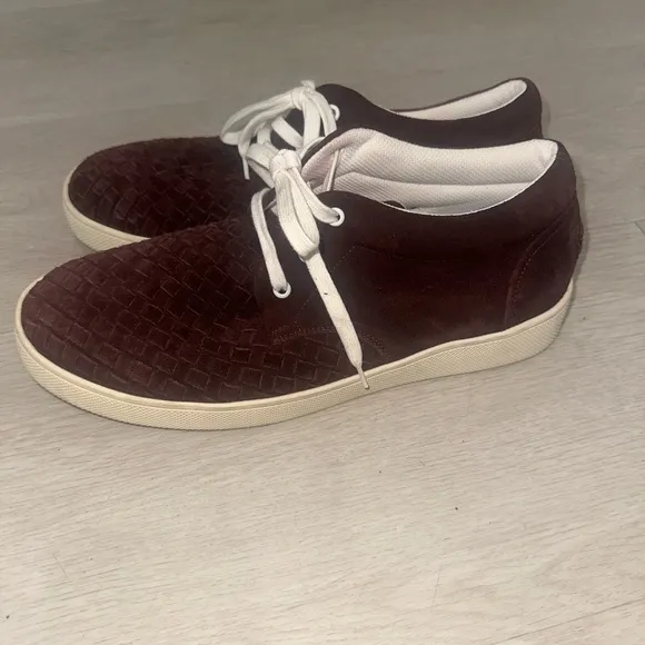 Bottega Veneta Suede Maroon Mid Trainer Sneakers