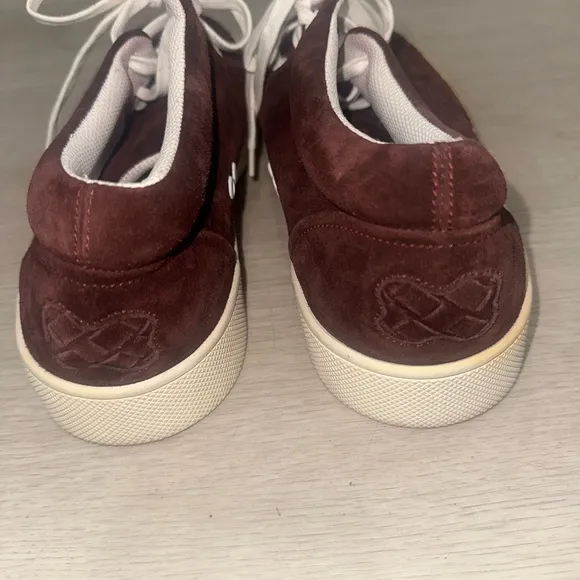 Bottega Veneta Suede Maroon Mid Trainer Sneakers