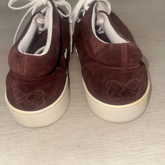 Bottega Veneta Suede Maroon Mid Trainer Sneakers
