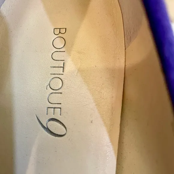 Boutique 9 Purple Suede Glitter 5” Heels Open Toe Shoe Leather 9M