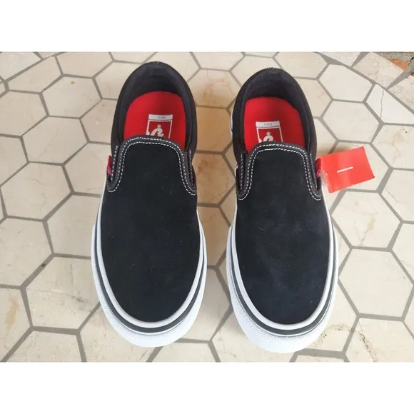 Boys Sz 5 Vans Slip On Pro Men Sz 5 Black White Gum Classic Rare Vn00097m9x1