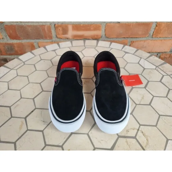 Boys Sz 5 Vans Slip On Pro Men Sz 5 Black White Gum Classic Rare Vn00097m9x1
