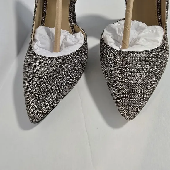 Brand New Michael Kors Nathalie Flex High Pump Black Gold Mesh, Women’s 7.5