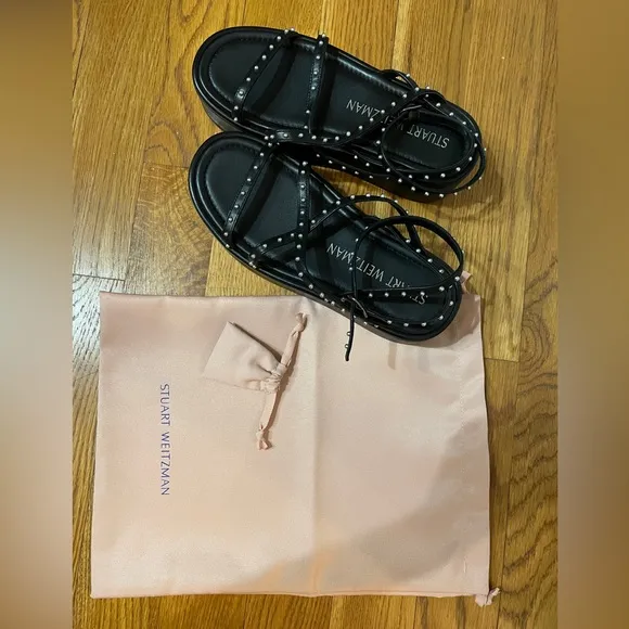 Brand New Stuart Weitzman black sandals, size 8