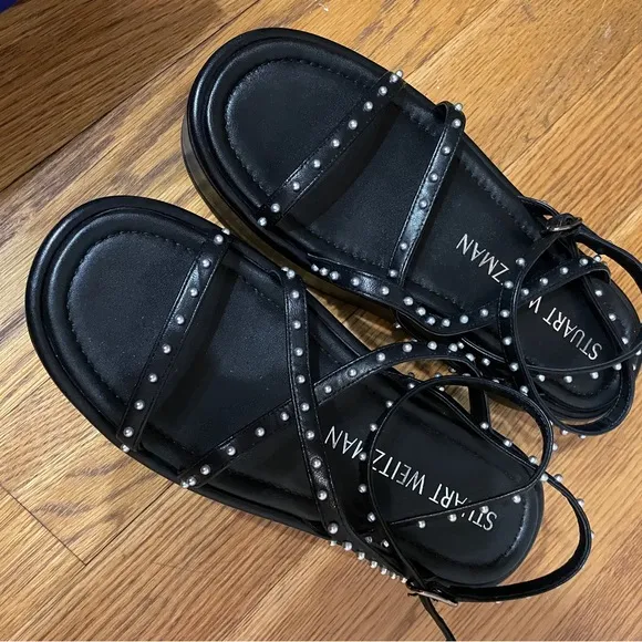 Brand New Stuart Weitzman black sandals, size 8