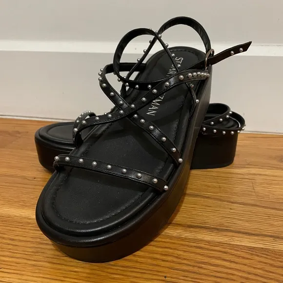 Brand New Stuart Weitzman black sandals, size 8