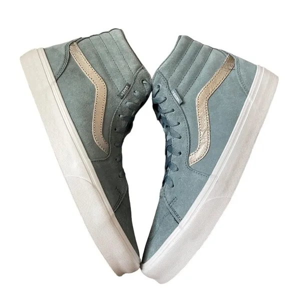 Brand New Vans Filmore Sk8 Hi Smoky Weather Silver Metallic Suede Shoes Size 11