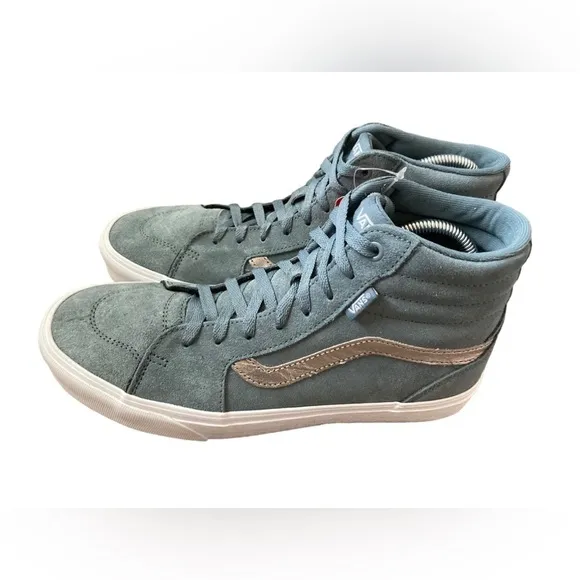 Brand New Vans Filmore Sk8 Hi Smoky Weather Silver Metallic Suede Shoes Size 11