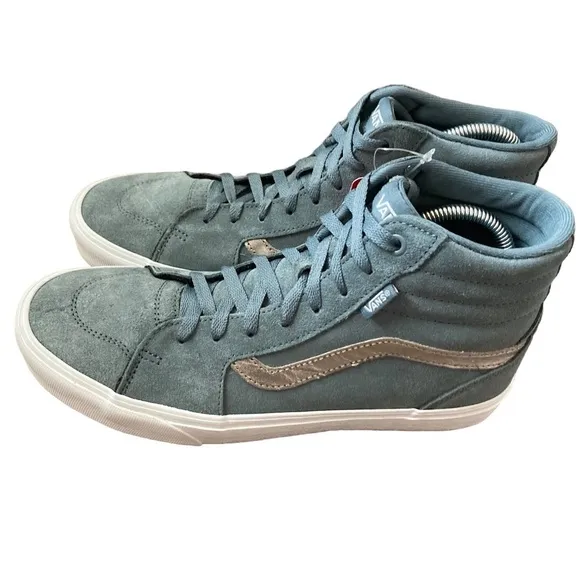 Brand New Vans Filmore Sk8 Hi Smoky Weather Silver Metallic Suede Shoes Size 11
