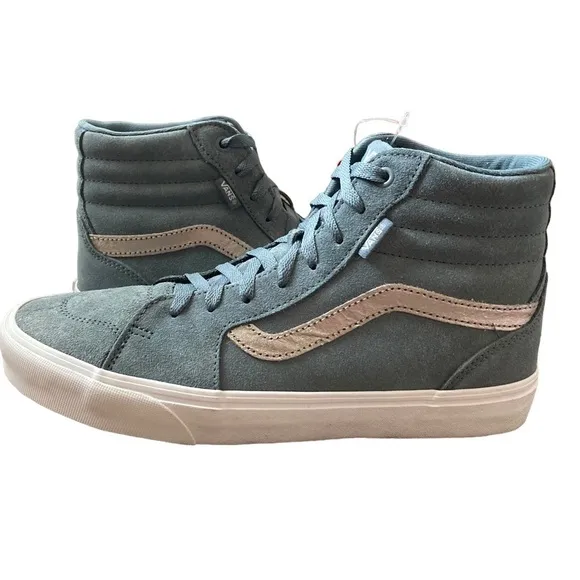 Brand New Vans Filmore Sk8 Hi Smoky Weather Silver Metallic Suede Shoes Size 11