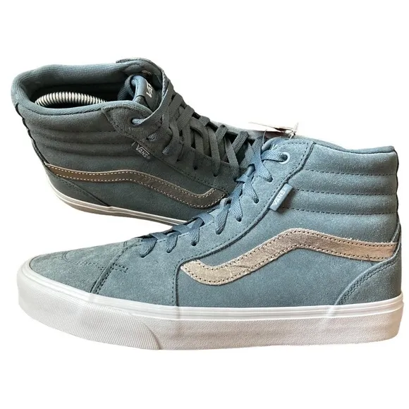 Brand New Vans Filmore Sk8 Hi Smoky Weather Silver Metallic Suede Shoes Size 11