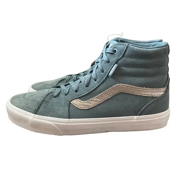 Brand New Vans Filmore Sk8 Hi Smoky Weather Silver Metallic Suede Shoes Size 11