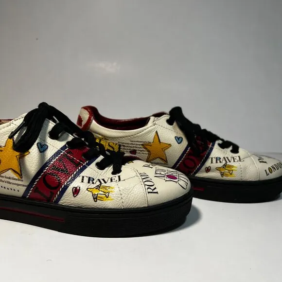 Brighton Calf Leather scoop Newsprint Sneakers