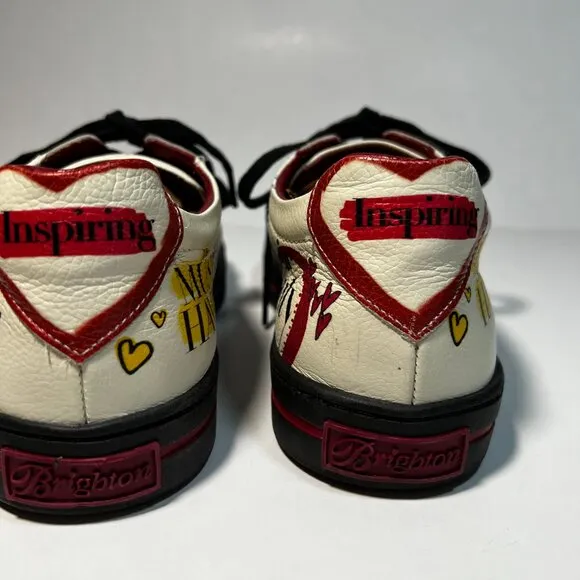 Brighton Calf Leather scoop Newsprint Sneakers