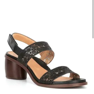 Brioso Paloma Leather Laser Cut Detail Slingback Sandals