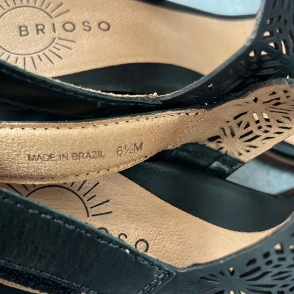 Brioso Paloma Leather Laser Cut Detail Slingback Sandals