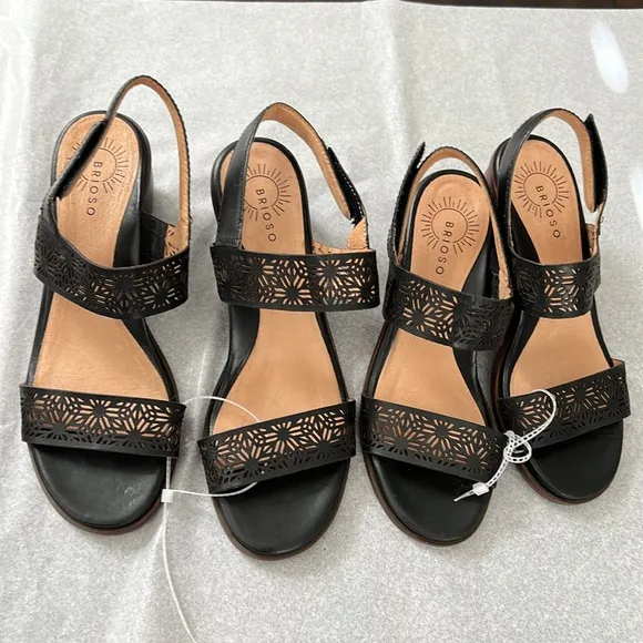 Brioso Paloma Leather Laser Cut Detail Slingback Sandals