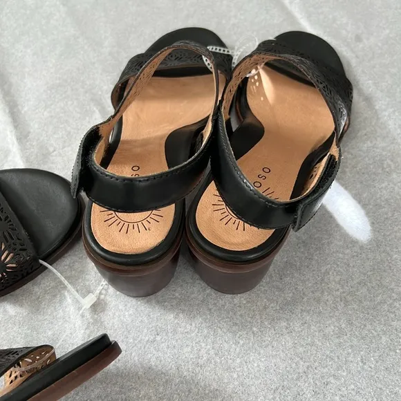 Brioso Paloma Leather Laser Cut Detail Slingback Sandals