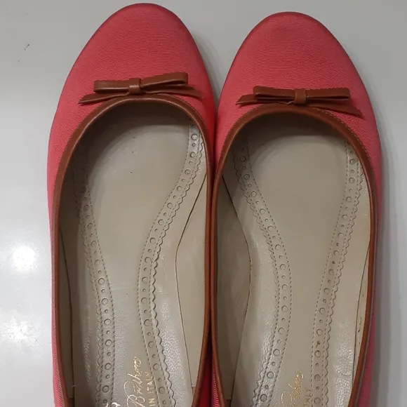 Brooks Brothers Coral Canvas Leather Lined Flats
