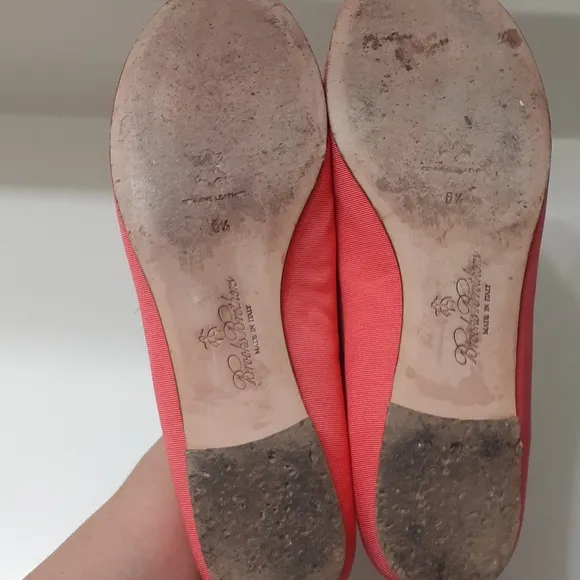 Brooks Brothers Coral Canvas Leather Lined Flats