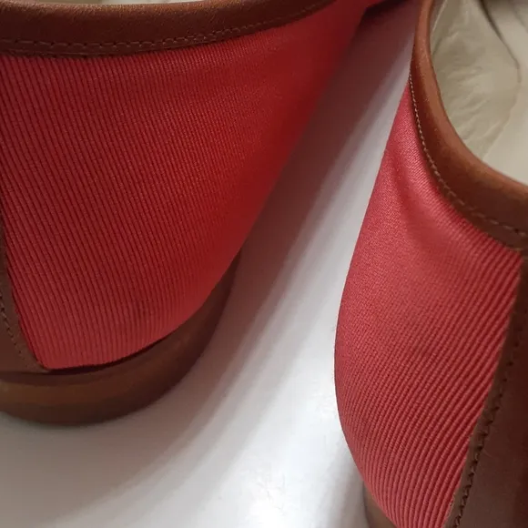 Brooks Brothers Coral Canvas Leather Lined Flats