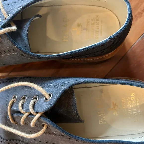 Brooks Brothers Peal &amp; Co Men’s Suede Wingtip Oxford Lace Up Shoes - Size 10.5 D