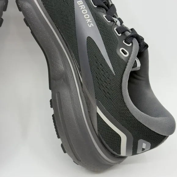 Brooks Ghost 15 GTX Gore-Tex Running Shoes Womens 7 B Black Gray White Sneakers