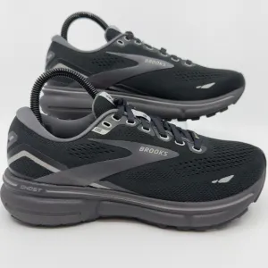 Brooks Ghost 15 GTX Gore-Tex Running Shoes Womens 7 B Black Gray White Sneakers
