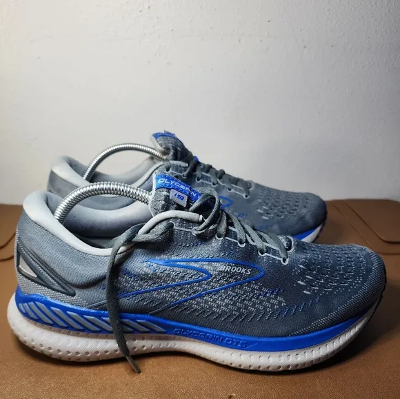 Brooks Glycerin GTS 19 Mens Sz 10 D Gray Blue Running Sneakers Shoes 1103571D095