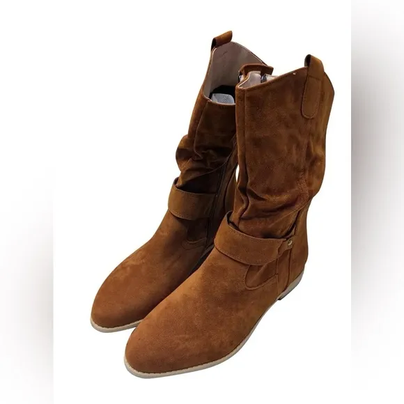 Brown Faux Suede Boots