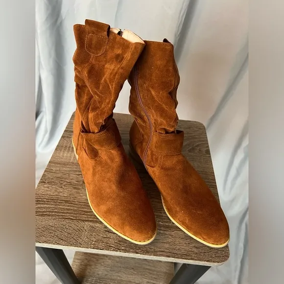 Brown Faux Suede Boots