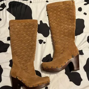 Brown Suede Knee-High Boots