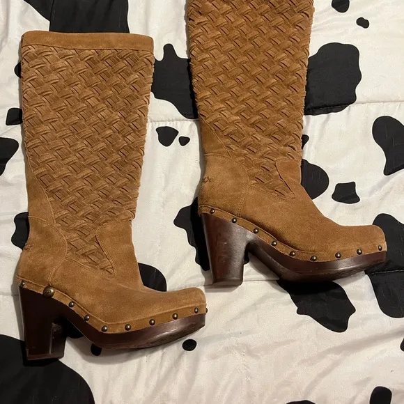 Brown Suede Knee-High Boots