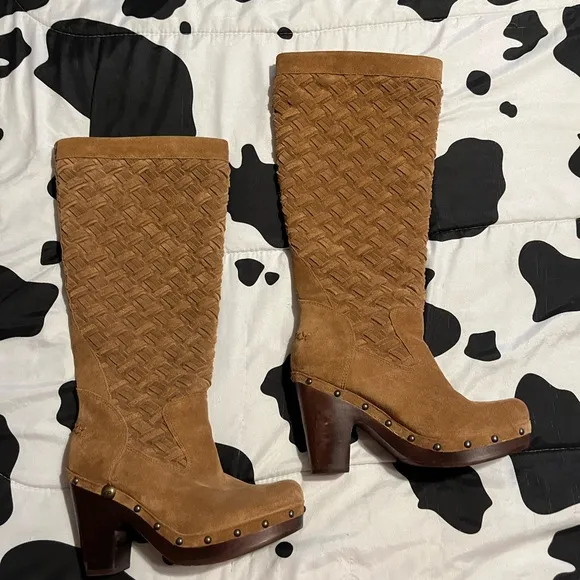 Brown Suede Knee-High Boots