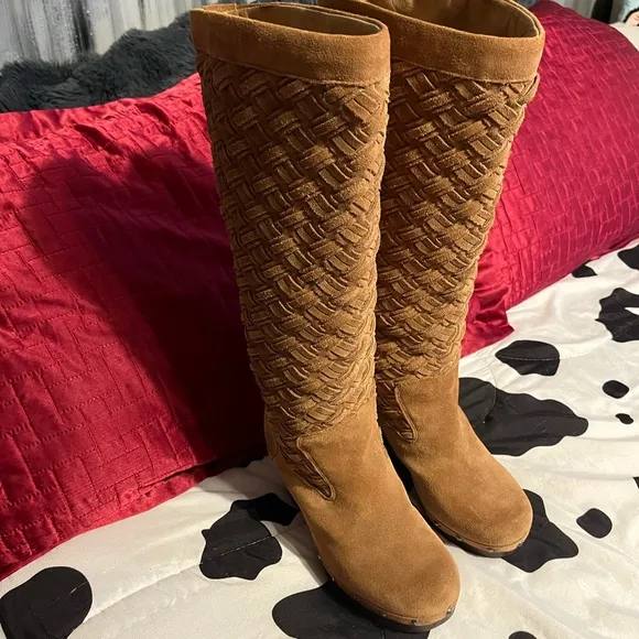 Brown Suede Knee-High Boots