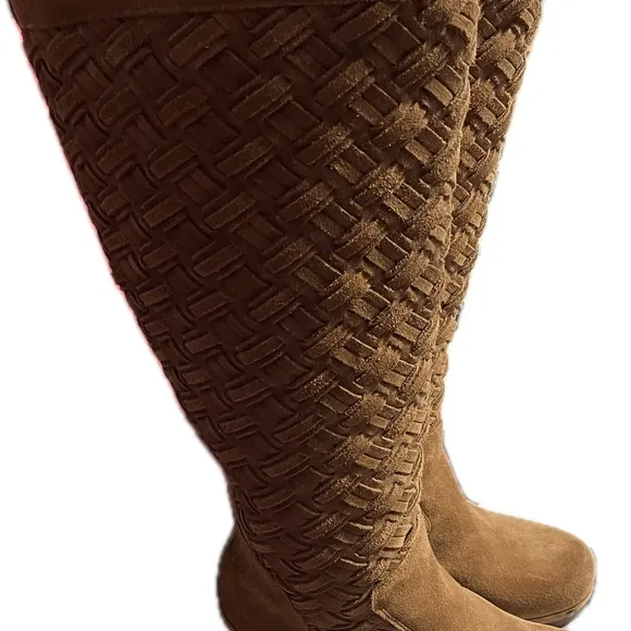 Brown Suede Knee-High Boots