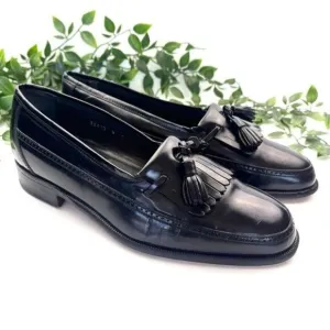 Bruno Magli Vernon Black Slip On Tassel Loafer Italian Wingtip Shoes 7 W
