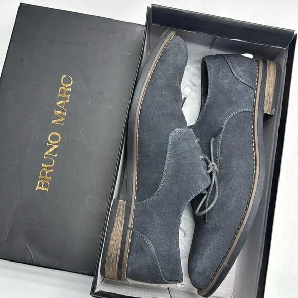 BRUNO MARC Men’s 11 Dark Gray Suede Dress Shoes