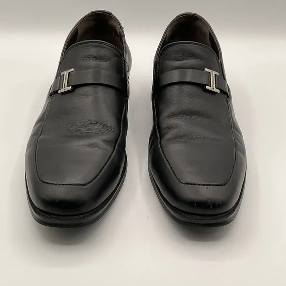 BRUNOMAGLI Pivetto Leather Dress‎ Loafer Shoes Bruno Black Mens Size 7M Slip On