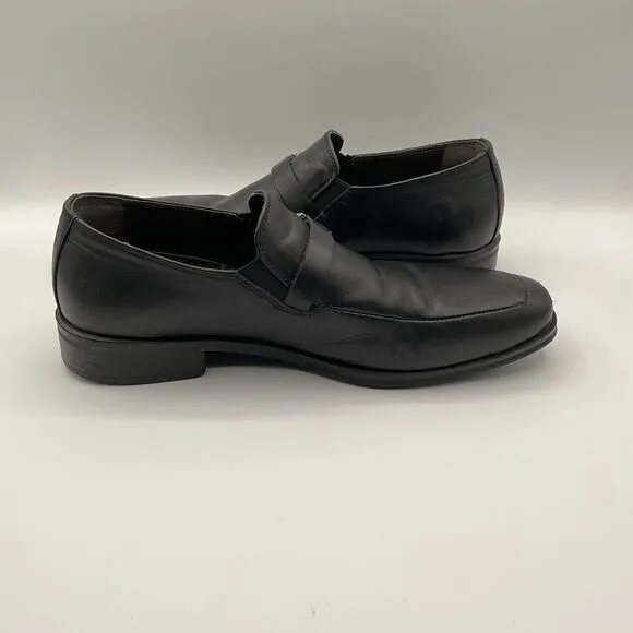 BRUNOMAGLI Pivetto Leather Dress‎ Loafer Shoes Bruno Black Mens Size 7M Slip On
