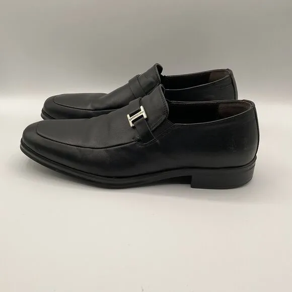 BRUNOMAGLI Pivetto Leather Dress‎ Loafer Shoes Bruno Black Mens Size 7M Slip On