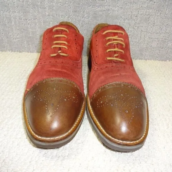 Bub Men's Size 11 US Brown Red Suede Leather Cap Toe Oxford Dress Shoes